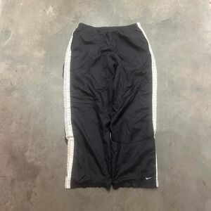 Y2K Nike men's striped black track pants baggy‎ insulted skater wide leg L